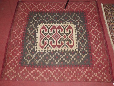 Lot 745 - A Turkish woollen red, black and cream ground...