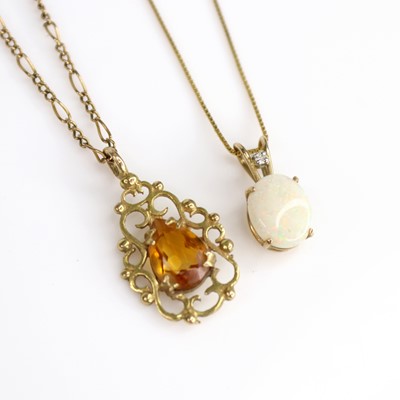 Lot 213 - An Art Nouveau style 9ct gold citrine set...