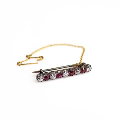 Lot 214 - An early 20th century, ruby and diamond bar...