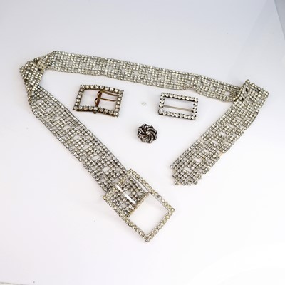 Lot 219 - Two vintage paste set belt buckles; together...