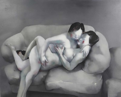 Lot 586 - Fahui Luo (Chinese, b.1961) - Two Women, oil...