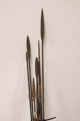Lot 141 - A collection of African tribal spears, largest...